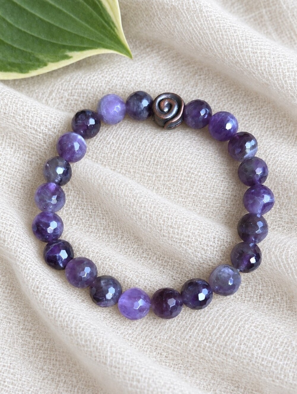 Amethyst Beaded Stretch Bracelet | Handmade